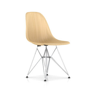 Eames Molded Wood Side Chair - Wire Base Side/Dining herman miller Trivalent Chrome Base Frame Finish + $20.00 White Ash Seat and Back + $100.00 Standard Glide