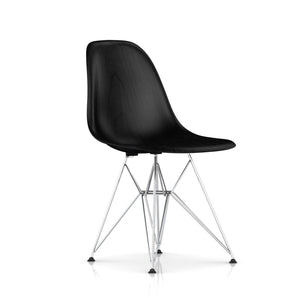 Eames Molded Wood Side Chair - Wire Base Side/Dining herman miller Trivalent Chrome Base Frame Finish + $20.00 Ebony Seat and Back + $100.00 Standard Glide