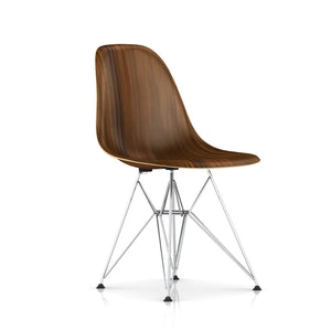 Eames Molded Wood Side Chair - Wire Base Side/Dining herman miller Trivalent Chrome Base Frame Finish + $20.00 Santos Palisander Seat and Back + $250.00 Standard Glide