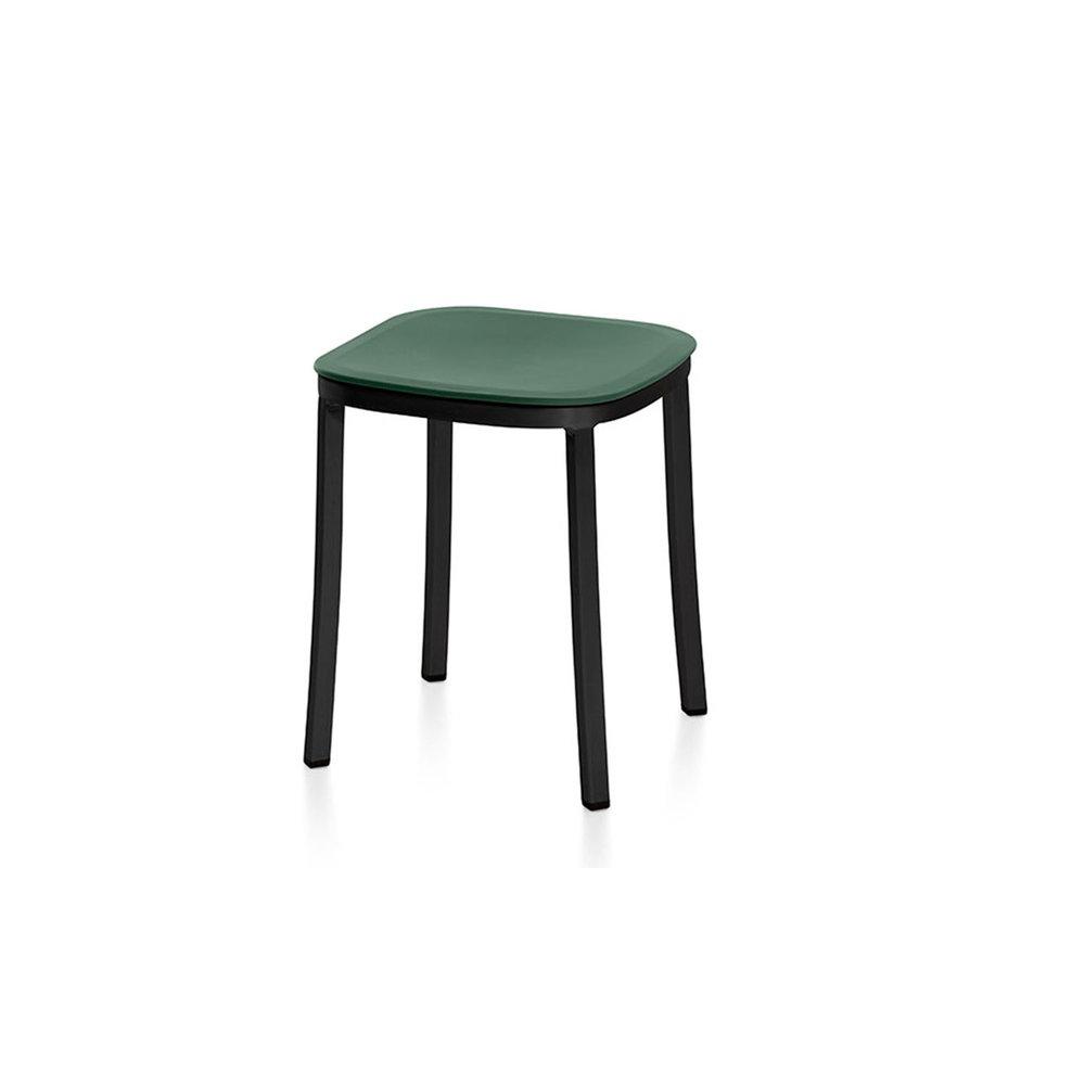 Emeco 1 Inch Small Stool Stools Emeco Dark Powder Coated Aluminum Green
