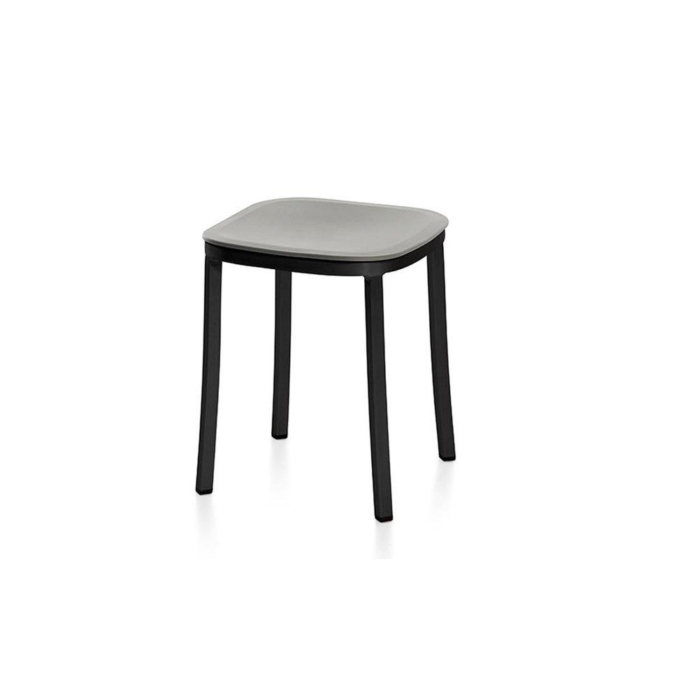 Emeco 1 Inch Small Stool Stools Emeco Dark Powder Coated Aluminum Light Grey