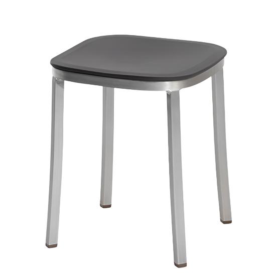 Emeco 1 Inch Small Stool Stools Emeco Hand Brushed Aluminum Dark Grey