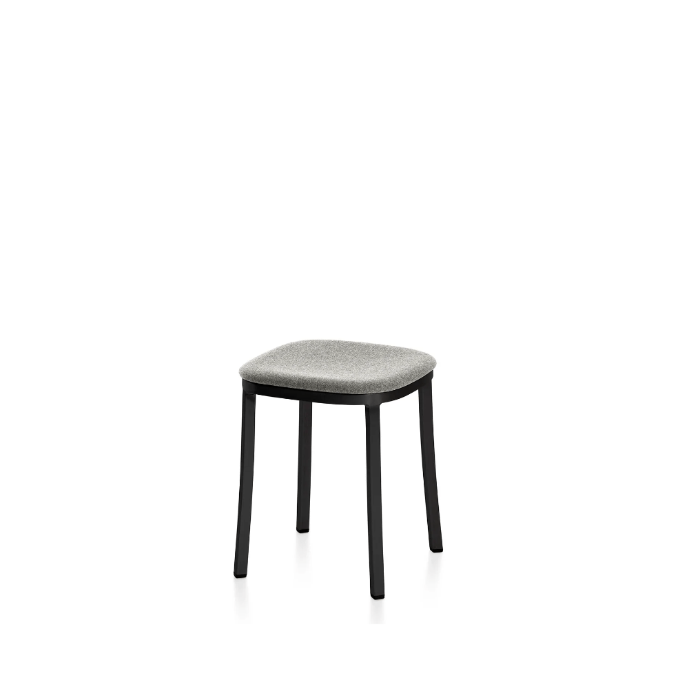 Emeco 1 Inch Upholstered Small Stool Stools Emeco Dark Powder Coated Aluminum Kvadrat Divina Melange 0120
