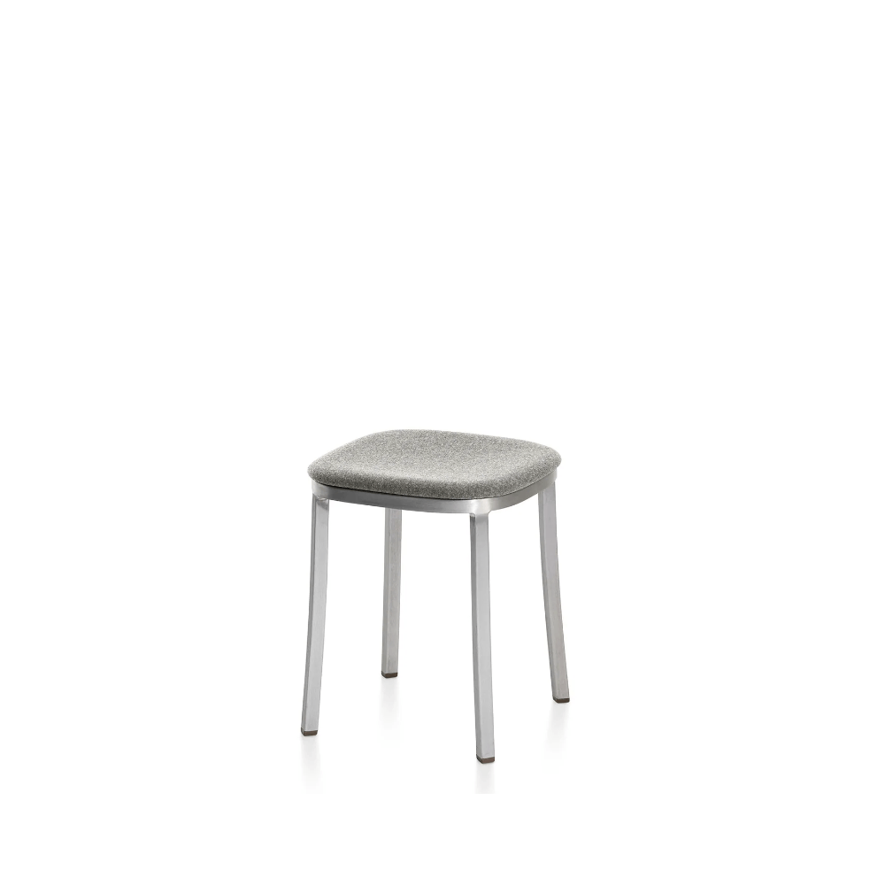 Emeco 1 Inch Upholstered Small Stool Stools Emeco Hand Brushed Aluminum Kvadrat Divina Melange 0120