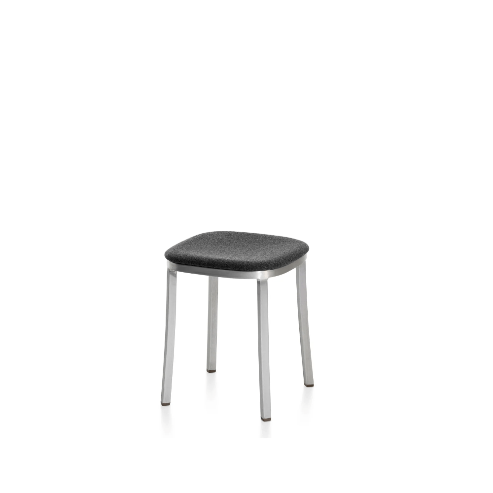 Emeco 1 Inch Upholstered Small Stool Stools Emeco Hand Brushed Aluminum Kvadrat Divina Melange 0170