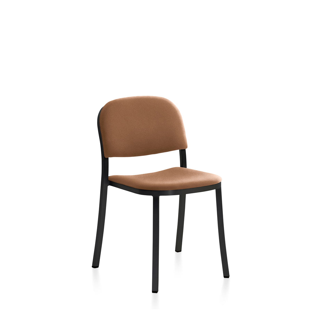 Emeco 1 Inch Upholstered Stacking Chair Chairs Emeco Dark Powder Coated Aluminum Leather Spinneybeck Volo 0945 - Tan
