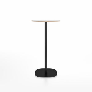 Emeco 2 Inch Flat Base Bar Height Table - Round Top Coffee table Emeco Table Top 24" Black Powder Coated Aluminum White Laminate Plywood