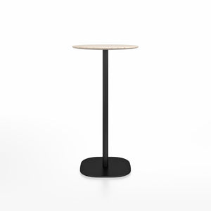 Emeco 2 Inch Flat Base Bar Height Table - Round Top Coffee table Emeco Table Top 24" Black Powder Coated Aluminum Ash Wood