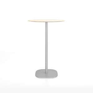 Emeco 2 Inch Flat Base Bar Height Table - Round Top Coffee table Emeco Table Top 30" Brushed Aluminum Accoya Wood