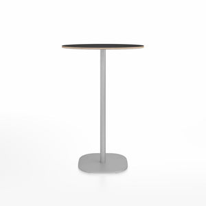 Emeco 2 Inch Flat Base Bar Height Table - Round Top Coffee table Emeco Table Top 30" Brushed Aluminum Black Laminate Plywood
