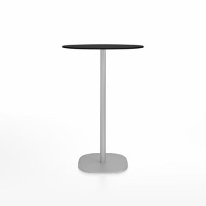 Emeco 2 Inch Flat Base Bar Height Table - Round Top Coffee table Emeco Table Top 30" Brushed Aluminum Black HPL