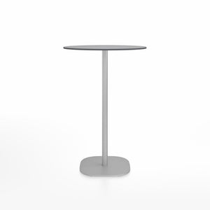 Emeco 2 Inch Flat Base Bar Height Table - Round Top Coffee table Emeco Table Top 30" Brushed Aluminum Gray HPL