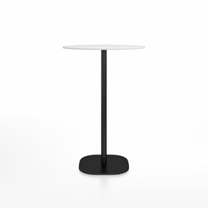 Emeco 2 Inch Flat Base Bar Height Table - Round Top Coffee table Emeco Table Top 30" Black Powder Coated Aluminum White HPL