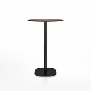 Emeco 2 Inch Flat Base Bar Height Table - Round Top Coffee table Emeco Table Top 30" Black Powder Coated Aluminum Walnut Wood