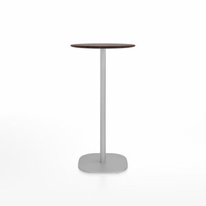 Emeco 2 Inch Flat Base Bar Height Table - Round Top Coffee table Emeco Table Top 24" Brushed Aluminum Walnut Wood