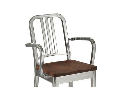 Emeco 1006 Navy Armchair With Wood Seat Side/Dining Emeco