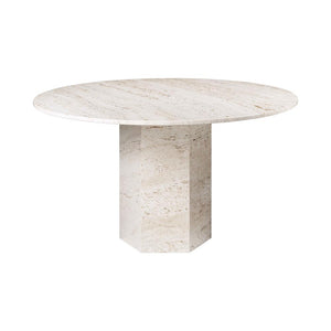 Epic Dining Table - Round Dining Tables Gubi White Travertine 