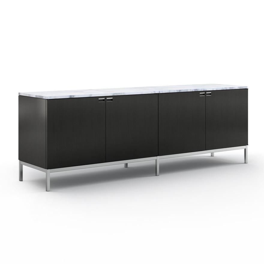 Florence Knoll Credenza - 4 Position with Cabinets storage Knoll Polished Chrome Ebonized Oak Arabescato Shiny
