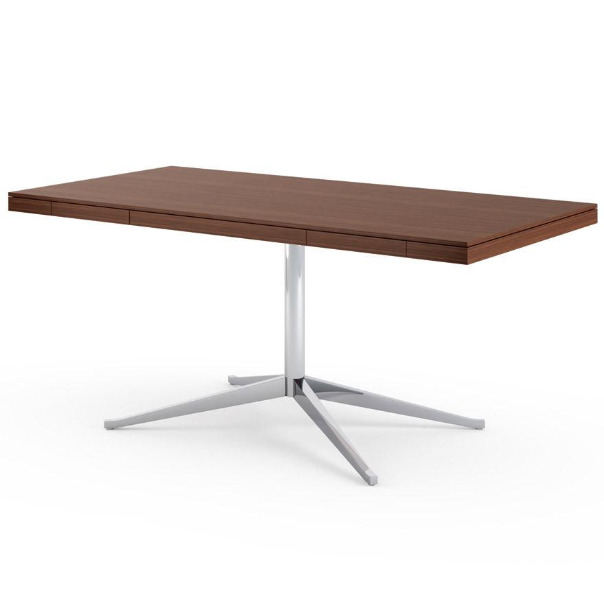 Florence Knoll Model 2485 Executive Desk Desk's Knoll Polished Chrome Medium Brown Mahogany