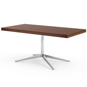 Florence Knoll Model 2485 Executive Desk Desk's Knoll Polished Chrome Medium Brown Mahogany 