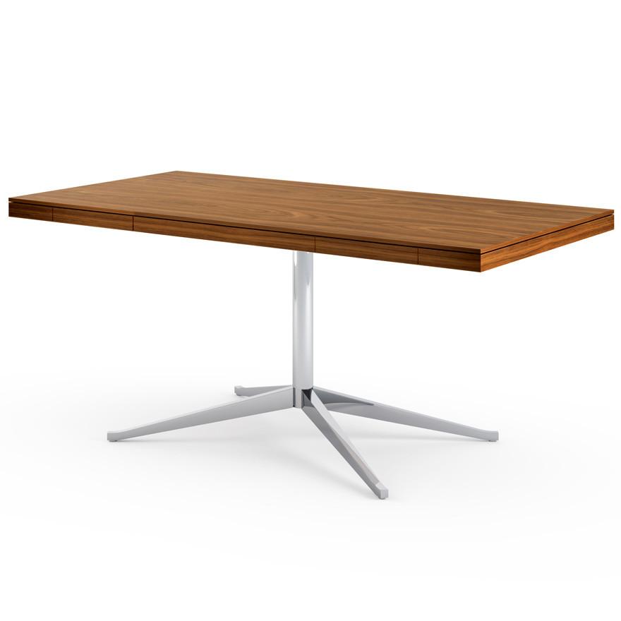 Florence Knoll Model 2485 Executive Desk Desk's Knoll Polished Chrome Light Walnut
