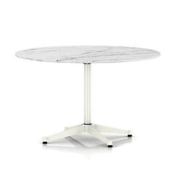 Eames Table Contract Base Round Outdoor 48" Dia. Outdoors herman miller 28 1/2-inches high Georgia Grey Marble Top White Base