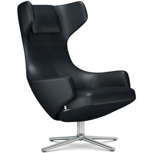 Grand Repos Lounge Chair lounge chair Vitra Polished 18.1-Inch Leather Contrast - Asphalt - 67 +$730.00