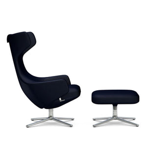 Grand Repos Lounge Chair & Ottoman lounge chair Vitra 18.1-Inch Polished Cosy Contrast - Night Blue - 09