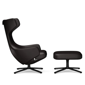 Grand Repos Lounge Chair & Ottoman lounge chair Vitra 16.1-Inch Basic Dark Leather Contrast - Chocolate - 68 +$970.00