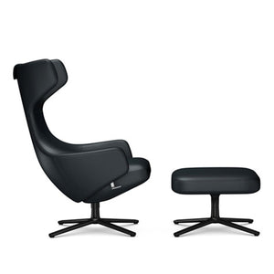 Grand Repos Lounge Chair & Ottoman lounge chair Vitra 18.1-Inch Basic Dark Leather Contrast - Asphalt - 67 +$970.00