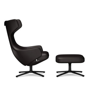 Grand Repos Lounge Chair & Ottoman lounge chair Vitra 18.1-Inch Basic Dark Leather Contrast - Chocolate - 68 +$970.00