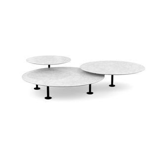 Grasshopper Coffee Table - Triple Coffee Tables Knoll Black Carrara marble - Shiny finish 
