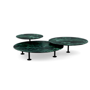 Grasshopper Coffee Table - Triple Coffee Tables Knoll Black Verde Alpi marble - Satin finish 