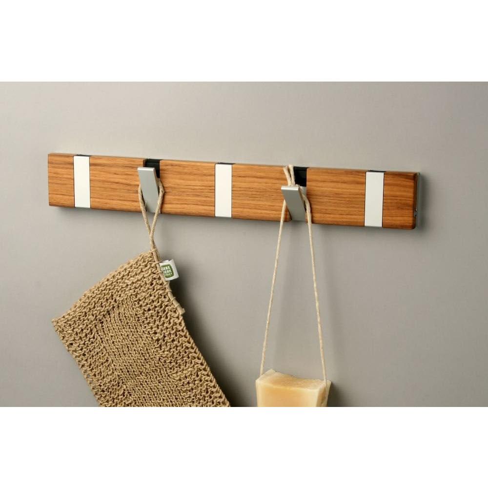 KNAX Lite TEAK Oiled Coat Hooks Loca 5 Hooks (33CM) Gray