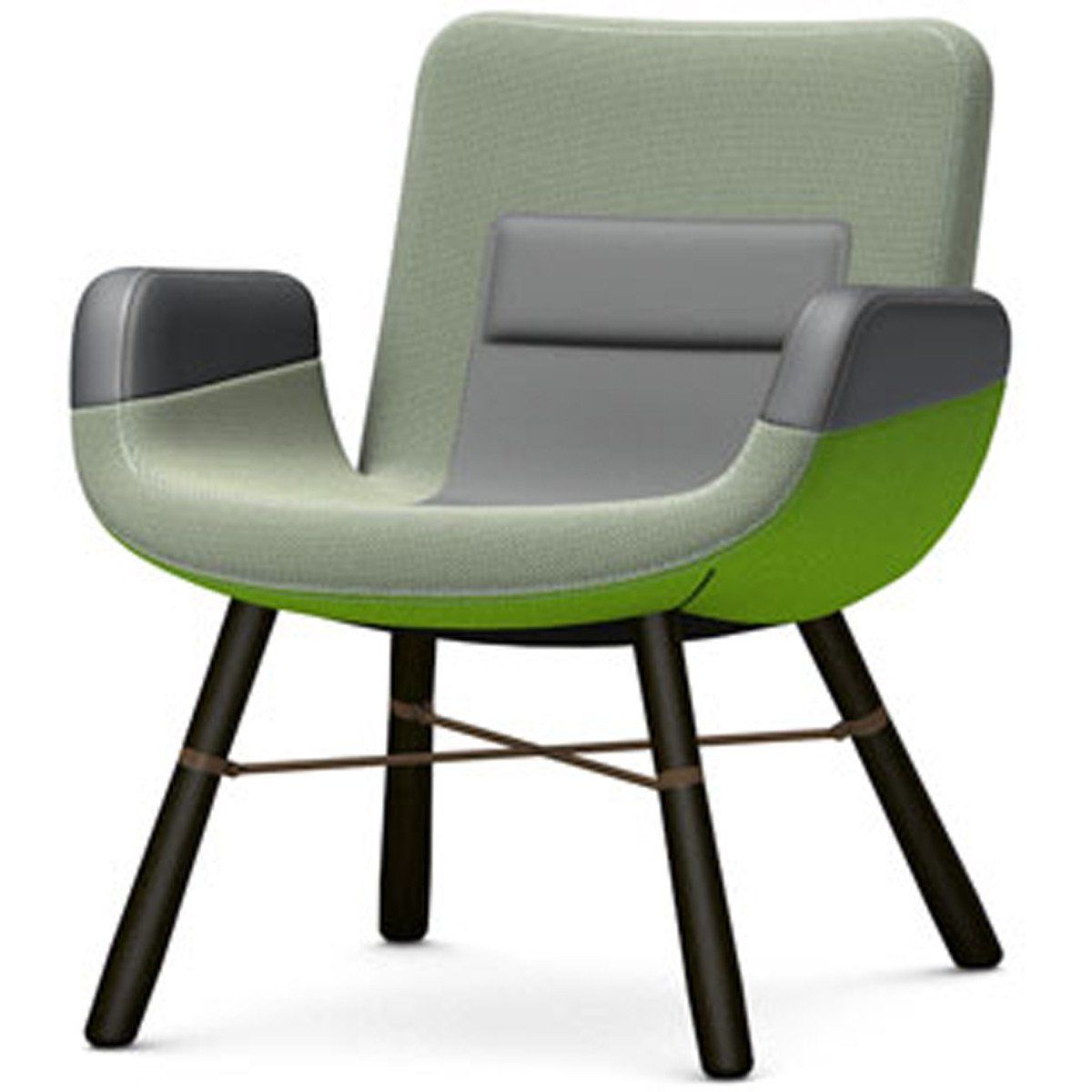 East River Lounge Chair lounge chair Vitra Fabric combination green Dark oak with protective varnish