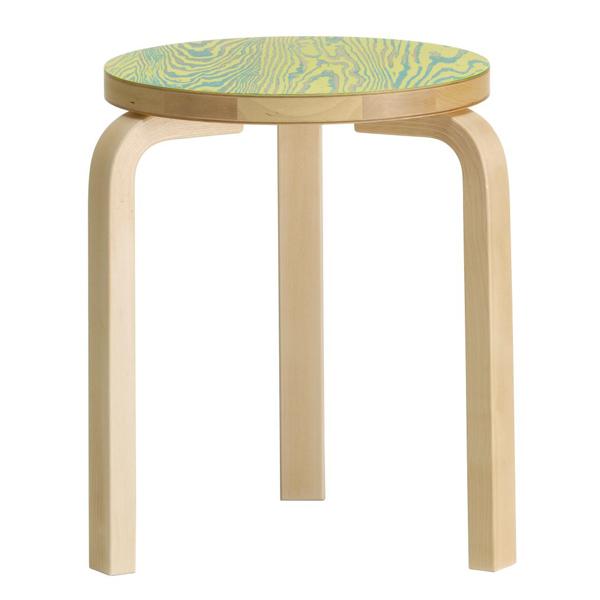 Stool 60 Stools Artek Green/ yellow ColoRing seat, Legs natural lacquered +$250.00