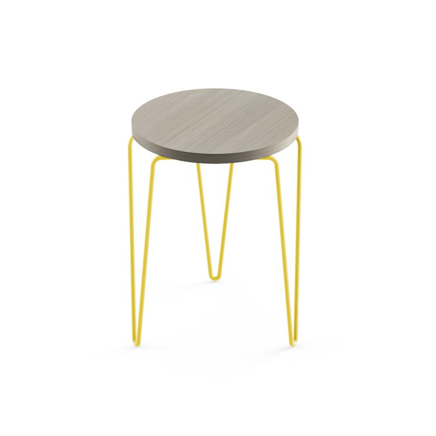 Florence Knoll Hairpin Stacking Table table Knoll Grey Ash yellow powder-coat base
