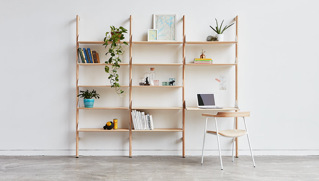 Branch-3 Shelving Unit w/ Desk Shelves Gus Modern