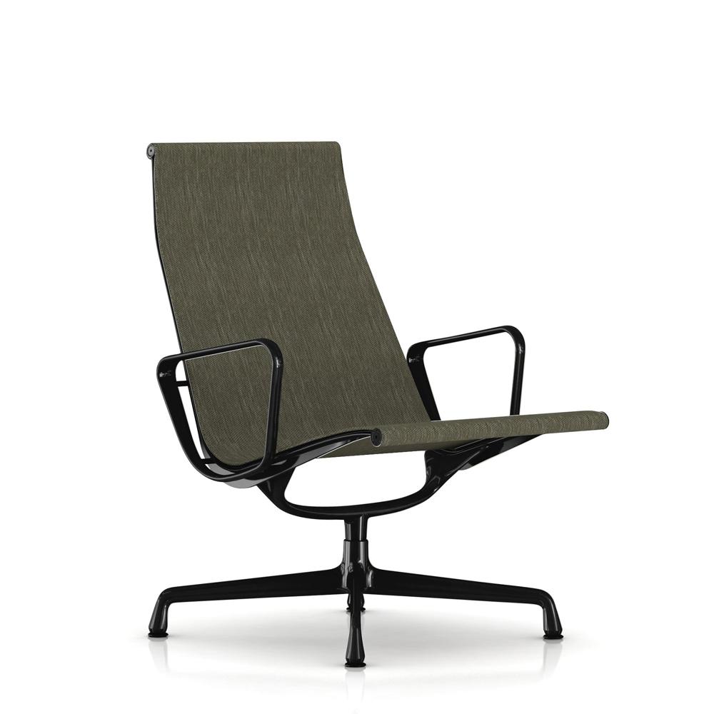 Eames Outdoor Aluminum Lounge Chair Outdoors herman miller Black Base/Frame Lead Outdoor Weave Fabric