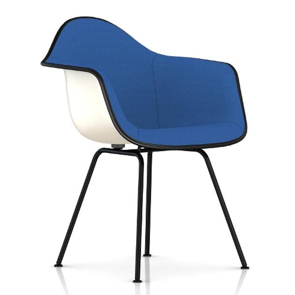 Eames Molded Fiberglass Upholstered Armchair with 4-Leg Base Side/Dining herman miller