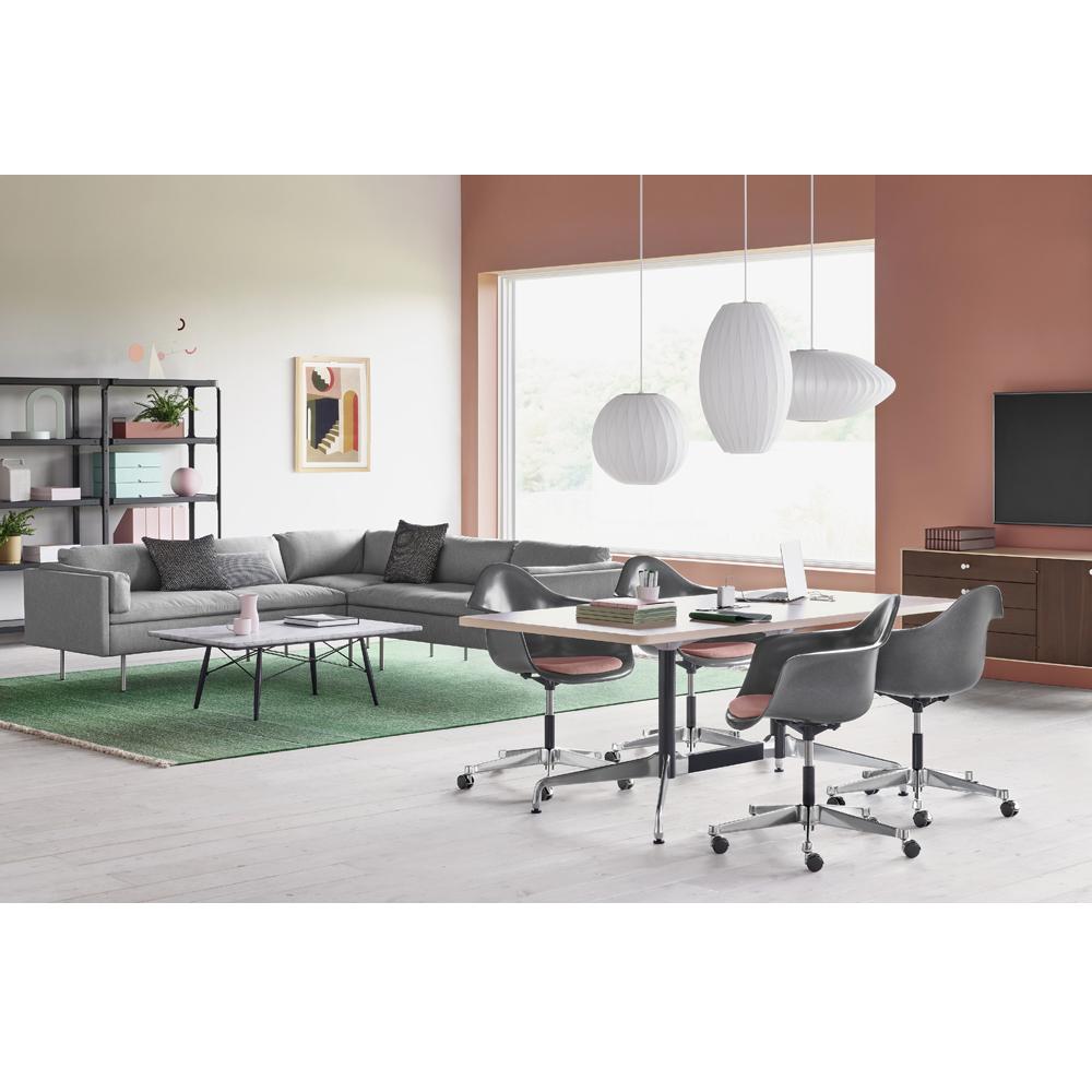 Eames Molded Upholstered Armchair with Task Base task chair herman miller