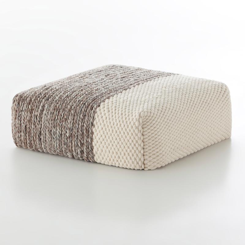 Mangas Space Square Plait Pouf pouf Gan Ivory