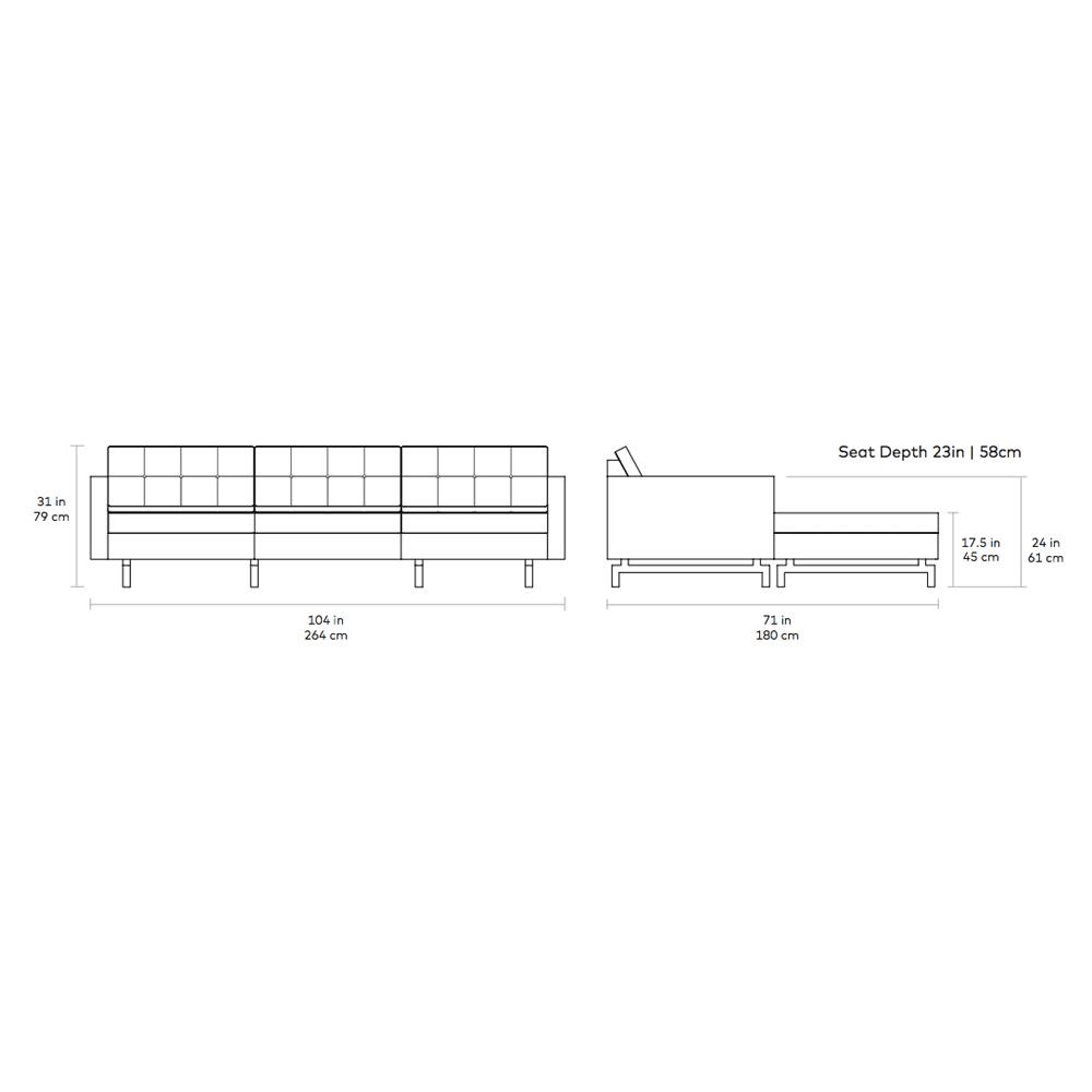 Jane 2 Bi-Sectional Sofa Gus Modern