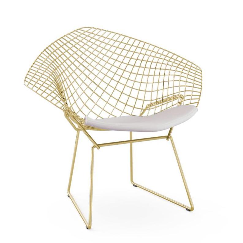 Bertoia Diamond Chair - Gold lounge chair Knoll Delite - Stone