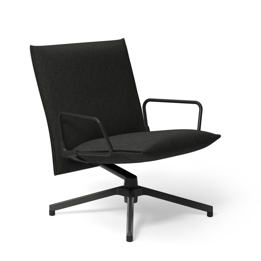 Pilot by Knoll™ - Low Back Lounge Chair with Loop Arms lounge chair Knoll Dark Grey Painted Delite fabric - Charcoal