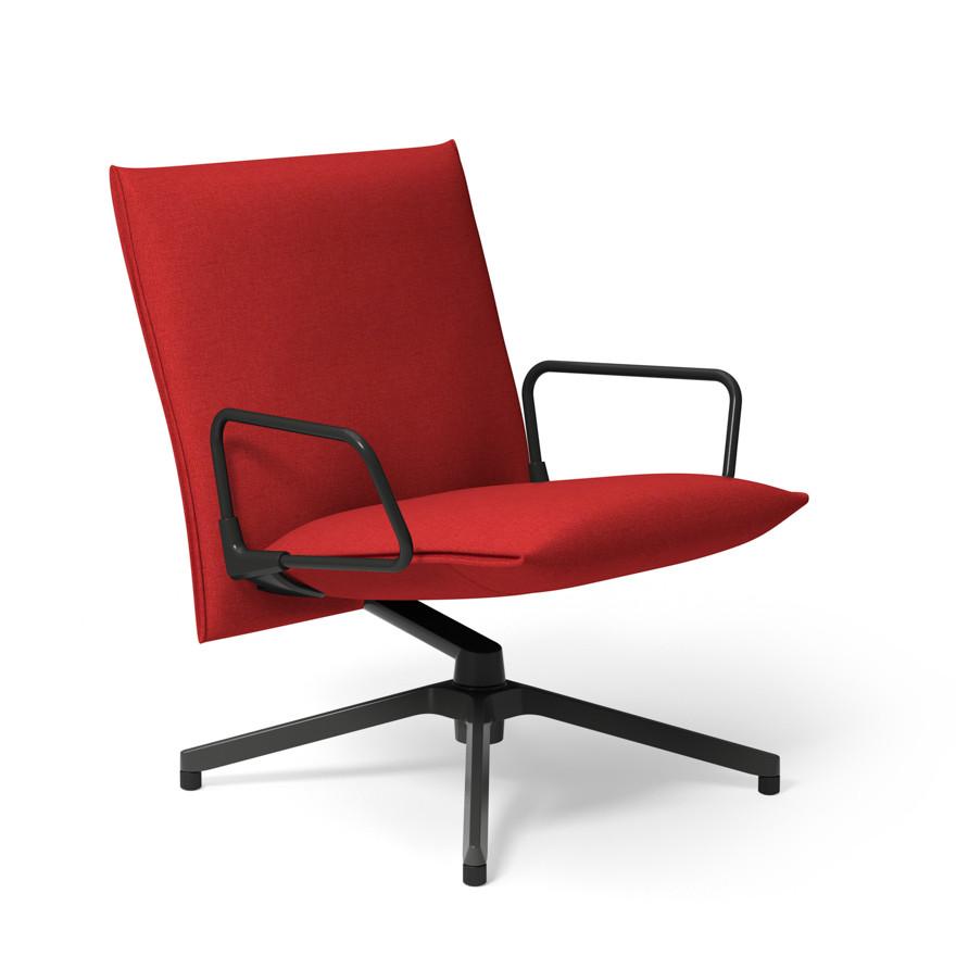 Pilot by Knoll™ - Low Back Lounge Chair with Loop Arms lounge chair Knoll Dark Grey Painted Delite fabric - Red