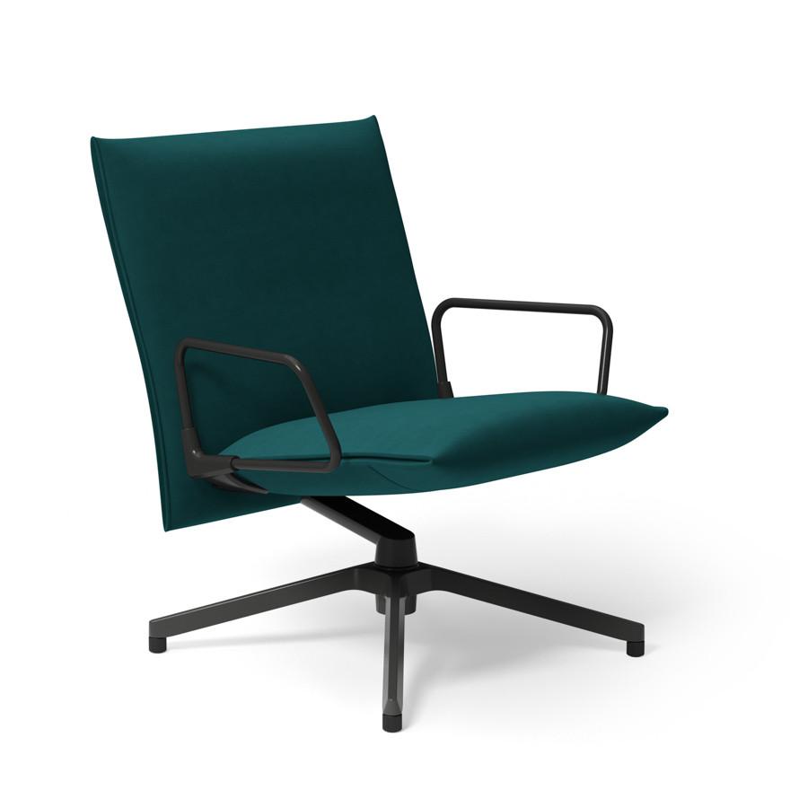 Pilot by Knoll™ - Low Back Lounge Chair with Loop Arms lounge chair Knoll Dark Grey Painted Ultrasuede fabric - Alpine