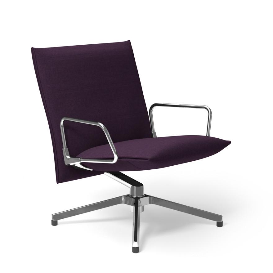 Pilot by Knoll™ - Low Back Lounge Chair with Loop Arms lounge chair Knoll Polished Aluminum Delite fabric - Purple