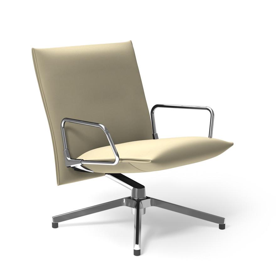 Pilot by Knoll™ - Low Back Lounge Chair with Loop Arms lounge chair Knoll Polished Aluminum Ultrasuede fabric - Sandstone