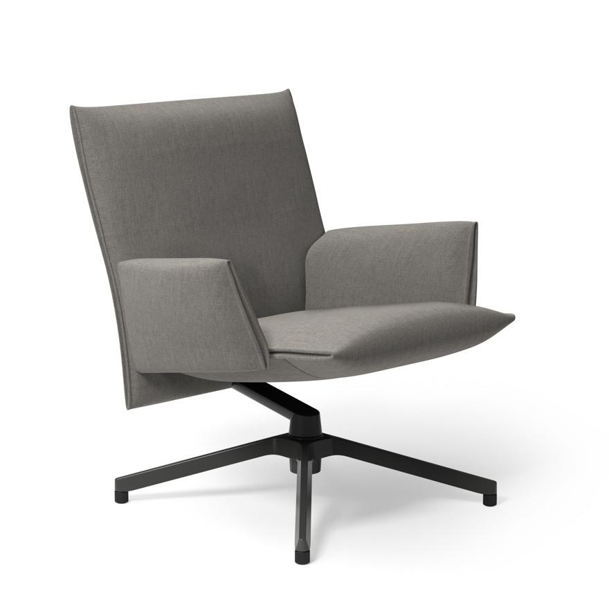Pilot by Knoll™ - Low Back Lounge Chair with Upholstered Arms lounge chair Knoll Dark Grey Painted Delite fabric - Gray